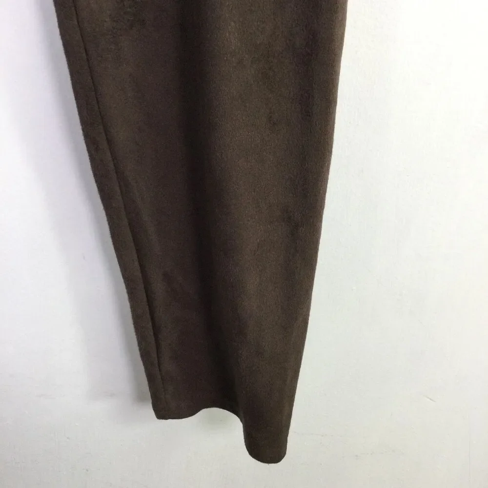 Lysse Womens Faux Suede High Waist Velvet Leggings Pull-On Dark Brown Size M - Picture 3 of 15